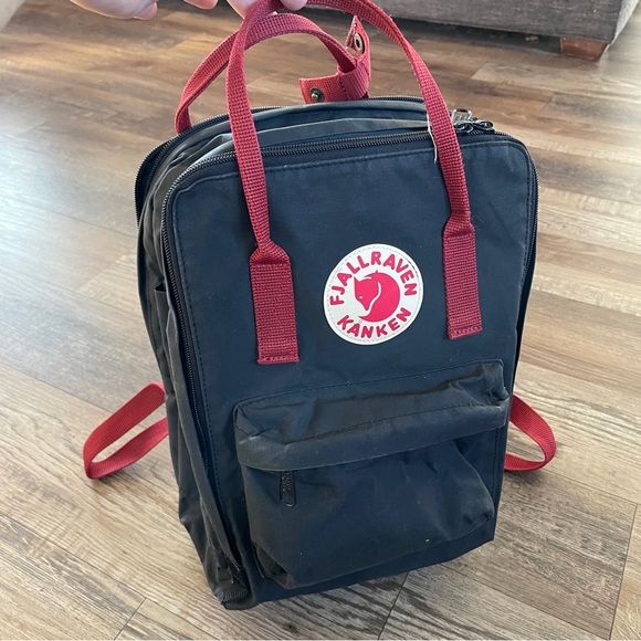 Fjallraven Bags Fjallraven Kanken Black Backpack With Red Straps